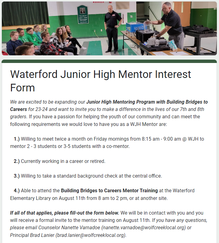 WJH Mentor Interest Form